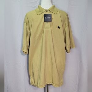 Platoon Men's NWT Mustard Yellow Polo Shirt Short Sleeve Size Large